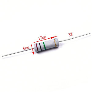 100 résistances à film de carbone 3W 5% 0.1R-10M 1.2K 1.5 2 2.2 3 3.3 5.1 10 15 22 33 47 51 100 200 300 470 ohms avec code couleur - Product Image 1