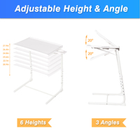 Support pour ordinateur portable pliable LuckyOCT réglable en hauteur (6 positions), 52*40*70cm, plateau TV, table portable pliable