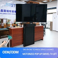 JGST Penyangga TV Elektrik Tersembunyi di Kabinet, Dapat Diatur Ketinggiannya Naik/Turun, Putar 180 Derajat, Maksimal 75 Inci
