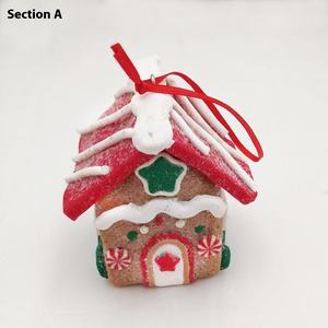 Décorations de Noël nordiques petite maison pendentif poterie douce Arrangement d'arbre de Noël Figurines du nouvel an jouets - Product Image 6