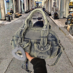 Sac à bandoulière ANFUMI <span class=keywords><strong>pour</strong></span> femme en jean, imperméable, souple, durable, vintage, grande capacité, avec miroir cœur - Product Image 3