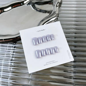 Ongles carrés courts faits à la main à pression, couleurs macaron minimalistes, finition gelée ultra-brillante, pour usage quotidien, vente en gros - Product Image 4