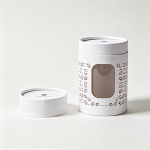 Boîte cylindrique en papier avec fenêtre transparente, impression personnalisée, tube rigide pour coffret cadeau de grains de café - Product Image 2
