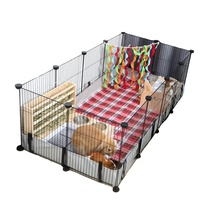 Cage pour animaux de compagnie d'intérieur en métal avec bouton-pression, respirante, pour petits animaux, cochon d'Inde, pliable, grande maison pour lapins et rongeurs