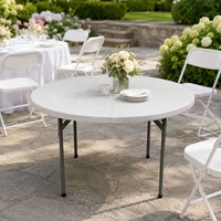 Großhandel 6ft Runde Metall-Kunststoff-Klapptische und -Stühle für Bankette, Outdoor-Garten-Events, Partys und Essen im Freien