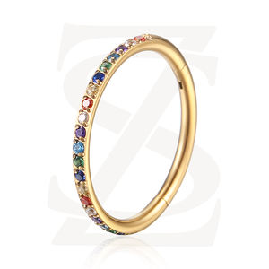 Renkli CZ açacağı menteşeli titanyum Septum burun halkası Piercing ile ASTM F136 titanyum vücut Piercing <span class=keywords><strong>Hoop</strong></span> kadınlar için - Product Image 6