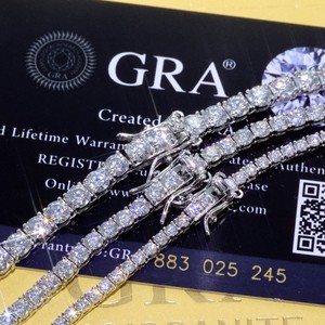 สร้อยคอเทนนิสโมอิสซาไนต์แบบพรีเมียมสั่งทำพิเศษ เงินแท้ 925 ประดับเพชรเต็มเส้น สไตล์ฮิปฮอป ผ่านการทดสอบเพชร VVS - Product Image 2