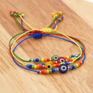 Rainbow Resin Evil Eye Beaded Chains For Bracelet Making