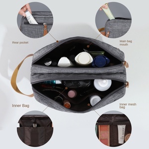 Men's Personalized Name Oxford Grooming Bag Double-layer Large Capacity Washable Bathroom <b>Storage</b> Makeup Organizer - Product Image 2