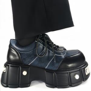 Модные повседневные туфли на толстой подошве со шнуровкой, легкие и дышащие, мужские строгие кожаные лоферы. - Product Image 1