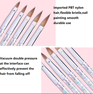 Lot de 5 pinceaux à paillettes pour nail art, pour la sculpture florale, la poudre, le gel acrylique français, pour la manucure et le design - Product Image 5