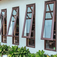 Cadre en aluminium à rupture thermique étanche auvent de fenêtre à charnière pour villa pour salle de bain cuisine espaces extérieurs