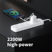 Multi-socket Universal Mains Power Strip Cable de extensión protegido contra sobretensiones con 4 salidas de CA PP Material USB incluido