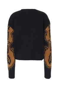 Moda de lujo Akep acanalado cuello redondo y puños Raw Cut Hemline Loose Fit sudadera de algodón negro - Product Image 2