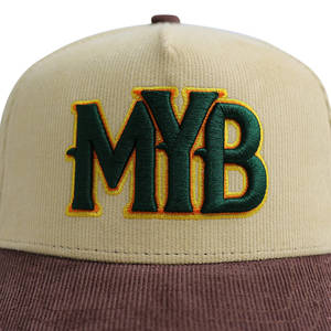 Chapeau en velours côtelé avec broderie Gorra Sin logo 5panel Cotton Baseball Snapback Côtelé avec broderie au point <span class=keywords><strong>de</strong></span> chaîne personnalisé sur toute la surface - Product Image 2