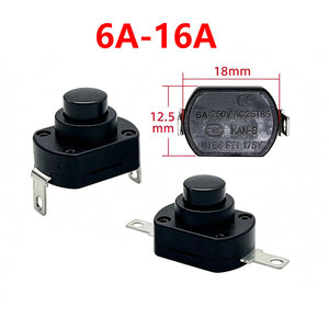 KAN-9 – interrupteur à bouton de puissance micro autobloquant (fixation), pieds plats/coudés, 18x13mm, 6A, 250VAC, pour lampes de poche, lampes de bureau, 5 pièces - Product Image 1