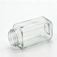 Bouteille vide en verre transparent pour poudre aromatisante 125 ml avec couvercle doseur, récipient de cuisine réutilisable pour épices et herbes sèches