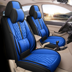 Housses de siège de <span class=keywords><strong>voiture</strong></span> avant universelles de luxe en cuir complet 9 pièces avec insertion lombaire quatre saisons compatibles noir - Product Image 3