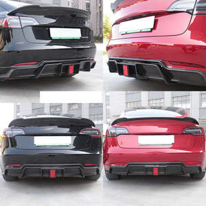 Lèvre de diffuseur arrière de pare-chocs de voiture de Style de fibre de carbone de haute qualité spécifiquement conçue avec la lumière LED pour <span class=keywords><strong>Tesla</strong></span> modèle 3 - Product Image 5