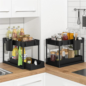 Multi Purpose Kitchen 2 Tier Organizer Pull Out Sliding Drawers Under Sink Cabinet Shelf Spice Bathroom Storage <b>Rack</b> - Product Image 3