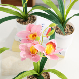 Fleurs artificielles en stock, magnolia à quatre têtes en pot, bassin pavé de pierres, décoration intérieure, petit ornement de bureau, artificiel - Product Image 2