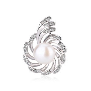 Colliers tendance KAMMY pour enfants, pendentif fleur ajouré délicat de 10 à 10,5 mm, argent sterling 925, perle d'eau douce - Product Image 1