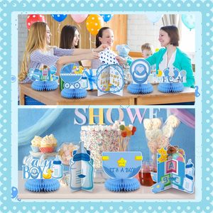 Centrotavola a Nido d'Ape per Baby Shower 'È un Maschietto', Decorazione Tavolo Blu per Festa di Nascita, Topper per Tavolo Rivelazione Sesso, Decorazioni per Battesimo - Product Image 5