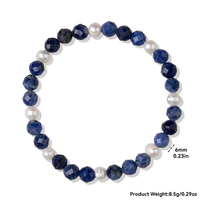 Bracelet Élastique en Perles Facettées de Pierre Gemme Naturelle et Perle d'Eau Douce, Nouvelle Collection, Vente en Gros, avec Aigue-marine Bleue et Pierre de Soleil