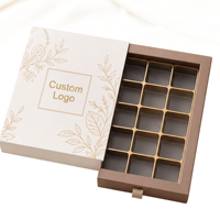 Boîte en carton pour truffes avec séparateur quadrillé pour emballage de chocolat, plateau d'insertion rigide, élégant et de qualité boutique