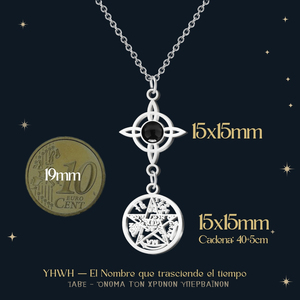 จี้ทรงเตตระแกรมมาตันพร้อมหินอาเกตสีดำและสร้อยคอแม่มดสแตนเลสที่สวยงาม - Product Image 3