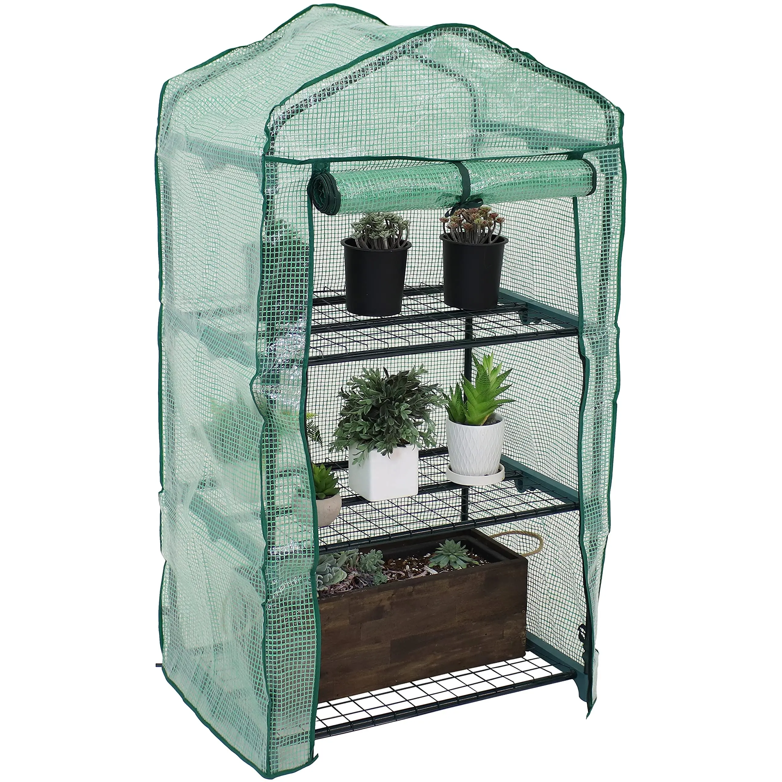 Mini Greenhouse-4-Tier Indoor Outdoor, Greenhouse for Sturdy Portable Shelves-Grow Mushroom Grow Kit for Plants, Seedling/