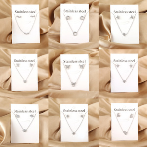 Conjunto de Joyería de Acero Inoxidable para Mujer, Collar y Aretes con Colgante de Estrella, Corona y Corazón con Circonita, Cadena para Clavícula, Conjunto de Moda para Fiesta - Product Image 2