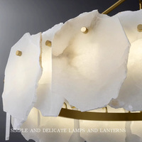 Lustre moderne de luxe en cuivre, matériau laiton, suspension en albâtre, luminaire pour salon et salle à manger, finition marbre