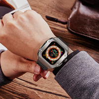 Montre pour homme, bracelet de haute qualité pour Apple Watch Ultra 3 49 mm, boîtier en acier inoxydable, bracelet en caoutchouc fluoré, kit de modification
