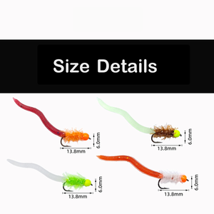 Señuelos de Pesca con Mosca OEM UV Glow Squirmy Worm con Anzuelo con Punta de Espina 12 #   Señuelo de Pesca con Cabeza Luminosa y Cuerpo Acanalado Suave para Trucha y Peces de Agua Dulce - Product Image 6