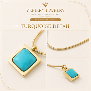 Collier pendentif rond en acier inoxydable plaqué or pour femmes - Product Image 3