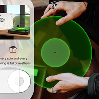 Plateau de tourne-disque en acrylique vert fluorescent sur mesure, tapis de tourne-disque en lucite rond poli, tapis de tourne-disque en vinyle