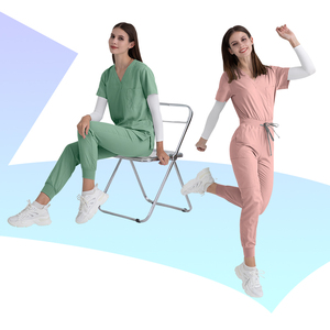 Vente chaude Dames Jogging Style Personnalisé Scrubs Ensemble Haut Hôpital Travail Uniformes Tissu Élastique En Gros Personnalisé Femmes Dans-Style - Product Image 1