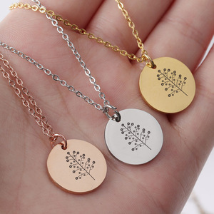 Bijoux personnalisés en acier inoxydable, collier en or avec pendentif en forme de <span class=keywords><strong>fleur</strong></span> fait à la main pour femmes - Product Image 2