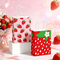Sacs fourre-tout personnalisés en papier kraft imprimé fraises, écologiques, pour cadeaux, bougies, fêtes d'anniversaire, avec poignées, faible MOQ, marque privée