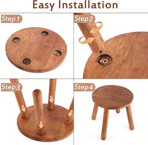 <span class=keywords><strong>Tabouret</strong></span> confortable en <span class=keywords><strong>bois</strong></span> massif de 11,8 pouces de hauteur, support pour plantes, meuble moderne et simple pour la cuisine, la salle de bain, le salon, la chambre à coucher - Product Image 5