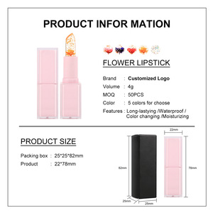 Lápiz Labial con Diseño de Flor Personalizado, Tubo Rosa, Cambia de Color, Hidratante, Bálsamo Labial Humectante, Venta al por Mayor, Marca Privada OEM - Product Image 3