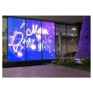 outdoor flexible transparent led display screen adhesive led transparent film screen on glass window led display