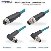 Connecteur M12 X Code 8 broches étanche IP67, câble blindé 10 Gbit/s CAT6A, fiche de données Ethernet industrielle surmoulée, câble PUR 1M