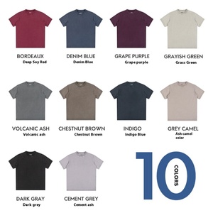 T-shirt vintage en coton américain style Old Money à manches courtes pour hommes et femmes, marque tendance, grande taille, couleur unie délavée - Product Image 2