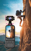 Caméra d'action WiFi portable 2K avec écran de 2 pouces 270 °   Enregistreur de vlog portable à objectif rotatif grand angle, mise au point automatique, longue autonomie de la batterie