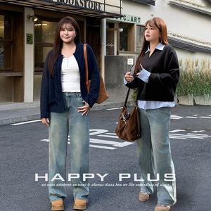 กางเกงยีนส์ทรงตรงสำหรับผู้หญิงไซส์ใหญ่ รุ่น Runqi สีฟ้าซีด ผ้าฝ้ายผสมไมโครอีลาสติก สไตล์วินเทจ สำหรับฤดูใบไม้ร่วงและฤดูหนาว ความยาวเต็มตัว - Product Image 3