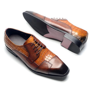 Chaussures Oxford de bureau pour hommes de haute qualité à bout carré avec lacets réglables, légères, antidérapantes, respirantes, en cuir véritable - Product Image 4