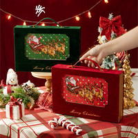 NOUVEAUTÉS NOËL 2026 : Coffret Cadeau de Noël Personnalisé Père Noël et Renne, Boîte Vide avec Fenêtre et Housse en Velours, Emballage Créatif