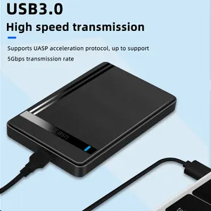 TISHRIC USB3.0 Black Brushed Plastic 2.5\" SATA Hard Drive Enclosure Supports Windows Systems External Interface USB